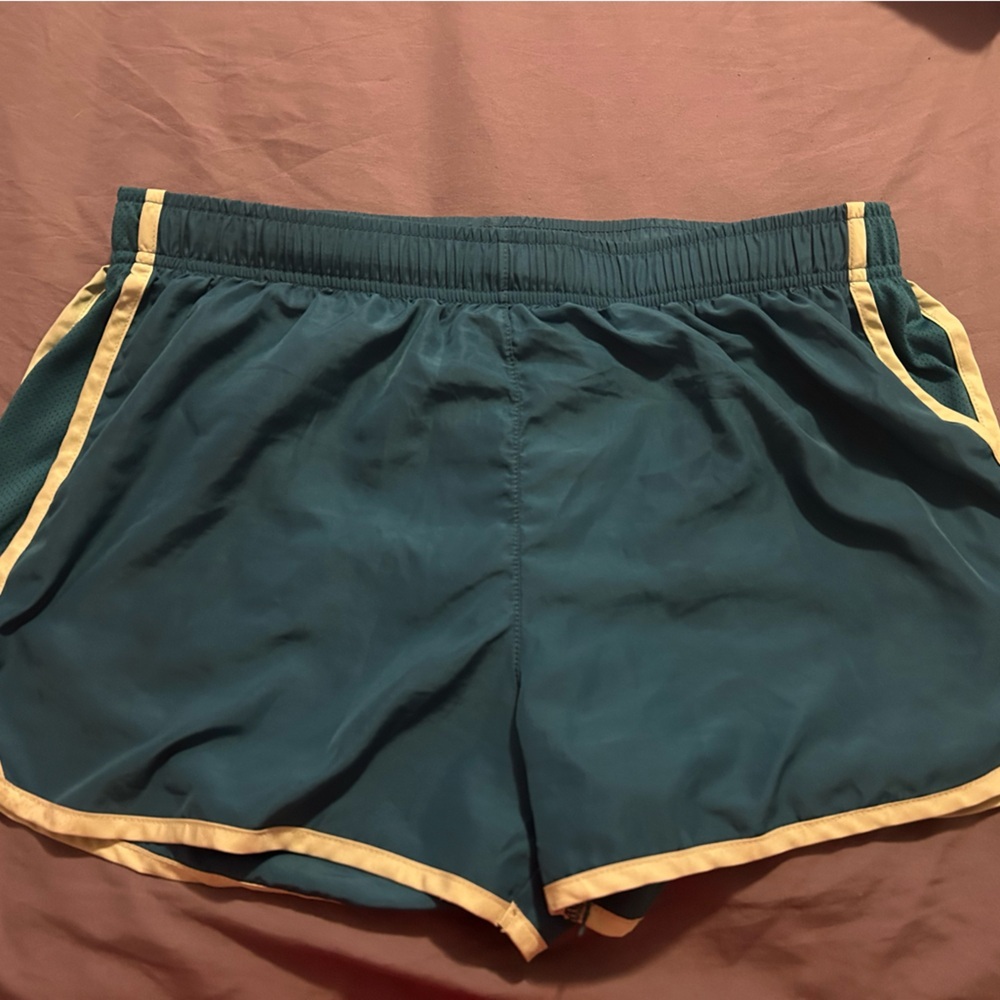 Women's Athletic Shorts in Teal with Yellow Accents